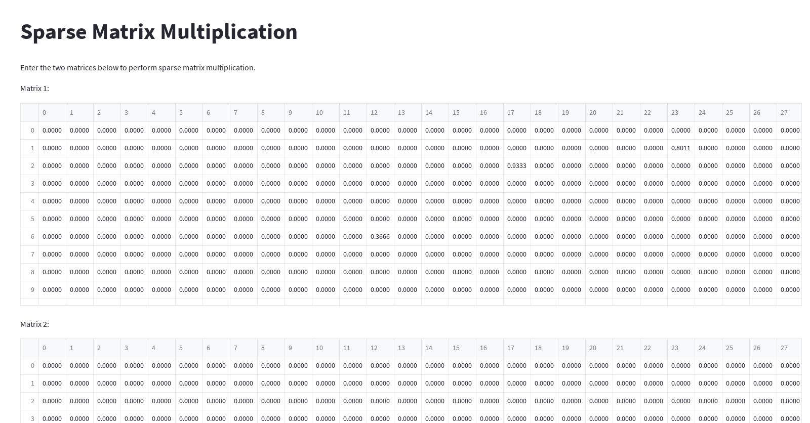 sparse matrix multiplication