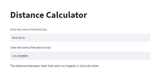 distance between any two cities