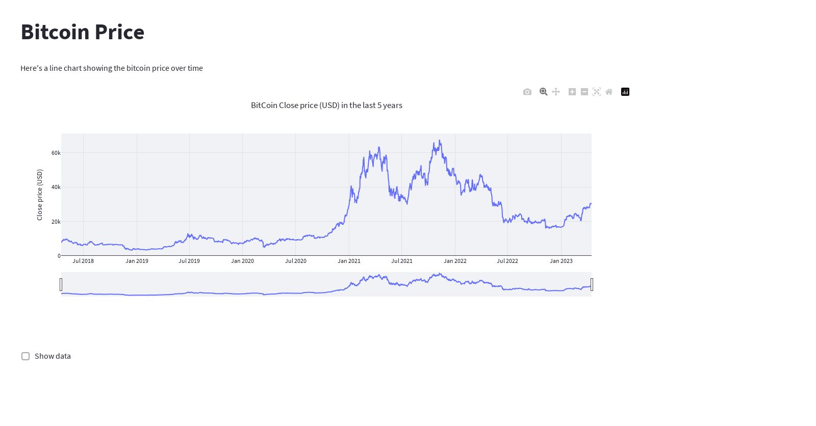 visualize the bitcoin price